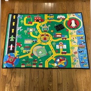 Vintage Kids Baby Crib Toddler Quilt cars, roads, airplanes, fire trucks 31x43”